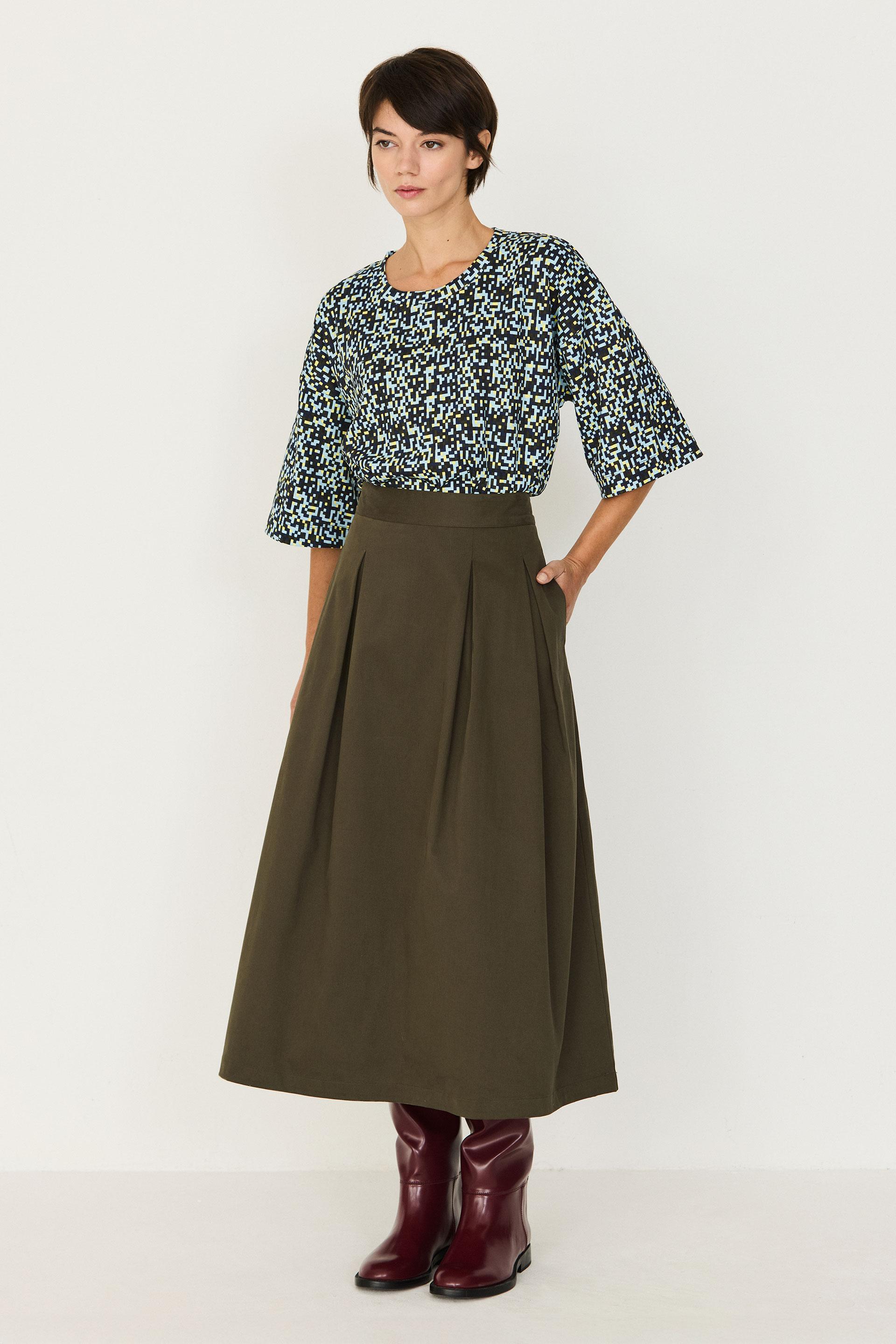 SKFK Eloisa GOTS Skirt Taupe Damen Midi Rock taupe